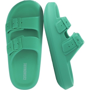 CUSHIONAIRE Fame Pillow Recovery Sandals for Women, Adjustable Double Buckle Waterproof EVA Cloud Slides for Women(Mint)