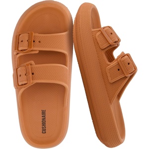 CUSHIONAIRE Fame Pillow Recovery Sandals for Women, Adjustable Double Buckle Waterproof EVA Cloud Slides for Women(Orange)