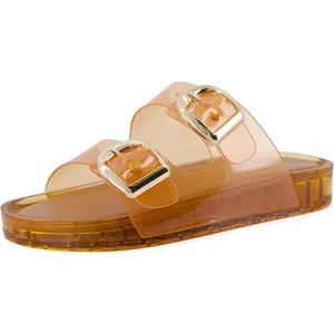 CUSHIONAIRE Gummie Slip On Jelly Sandals for Women(Whiskey)
