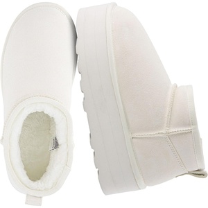 CUSHIONAIRE Hippy Women’s Platform Ankle Boots – Genuine Suede, Faux Fur Lining, Cozy Winter Slip-On Design, Comfortable Footwear with Wide Widths Available(Off-white)