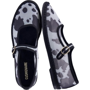 CUSHIONAIRE Missy Mary Jane Ballet Flats for Women, Breathable Lightweight Womens Flats with Adjustable Buckle and Cushioned Memory Foam(Black/Cow)
