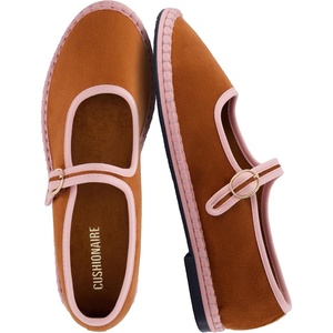 CUSHIONAIRE Missy Mary Jane Ballet Flats for Women, Breathable Lightweight Womens Flats with Adjustable Buckle and Cushioned Memory Foam(Brown/Pink)