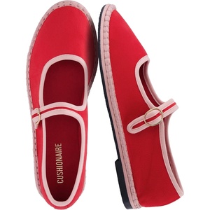 CUSHIONAIRE Missy Mary Jane Ballet Flats for Women, Breathable Lightweight Womens Flats with Adjustable Buckle and Cushioned Memory Foam(Red/Pink)