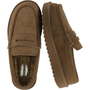 CUSHIONAIRE Ollie Cozy Genuine Suede Clogs for Women, Comfortable Slip-On Mule Loafers with Faux Fur Lining, Memory Foam Cushioning and Durable Rubber Sole(Brown)