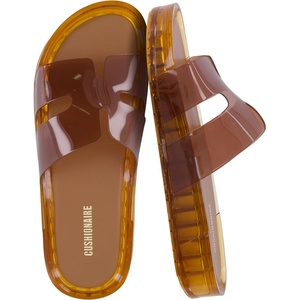 CUSHIONAIRE Palm Slides Jelly Sandals for Women, Shower Shoes for Beach(Whiskey)