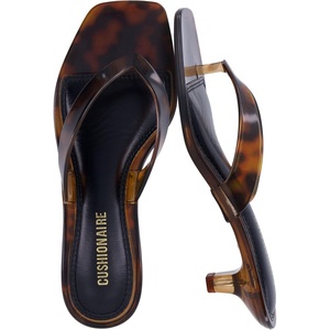 CUSHIONAIRE Riot Jelly Thong Kitten Heels for Women(Tortoise)