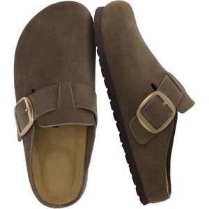 CUSHIONAIRE Rusty Genuine Leather Clogs for Women, Comfortable Slip On Womens Shoes with Adjustable Buckle and Soft Memory Foam(Dasr Taupe)