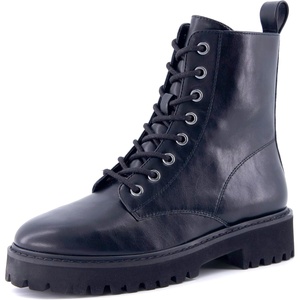 CUSHIONAIRE Ryker Vegan Leather Combat Boots for Women with Side Zipper(Black)