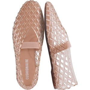 CUSHIONAIRE Siesta Girls Jelly Sandals, Lattice Cut-Out Ballet Flats for Girls, Flexible Slip On Beach Shoes(Mocha)