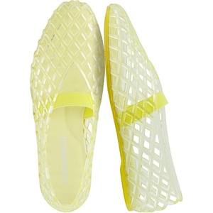 CUSHIONAIRE Siesta Girls Jelly Sandals, Lattice Cut-Out Ballet Flats for Girls, Flexible Slip On Beach Shoes(Yellow)