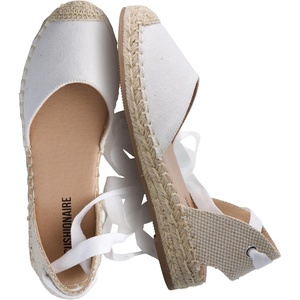 CUSHIONAIRE Talisa Espadrilles for Women, Closed Toe Wedge Sandal with Elastic Ankle Strap and Jute Wrapped Sole(Ivory)