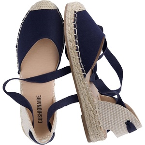 CUSHIONAIRE Talisa Espadrilles for Women, Closed Toe Wedge Sandal with Elastic Ankle Strap and Jute Wrapped Sole(Navy)