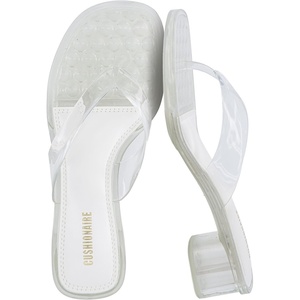 CUSHIONAIRE Toots Thong Strap Jelly Sandals for Women with Low Block Heel(Clear)