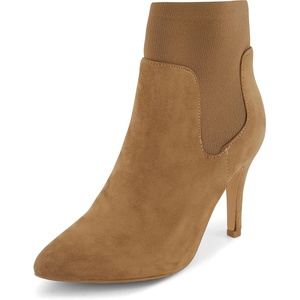 CUSHIONAIRE Women’s Geneva Stretch dress bootie with Memory Foam Padding, Wide Widths Available(Camel)