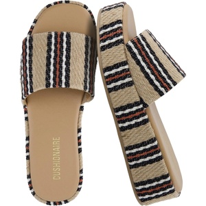 CUSHIONAIRE Women’s Kudos Platform Slide Sandals | Casual Sandals(Natural Black)