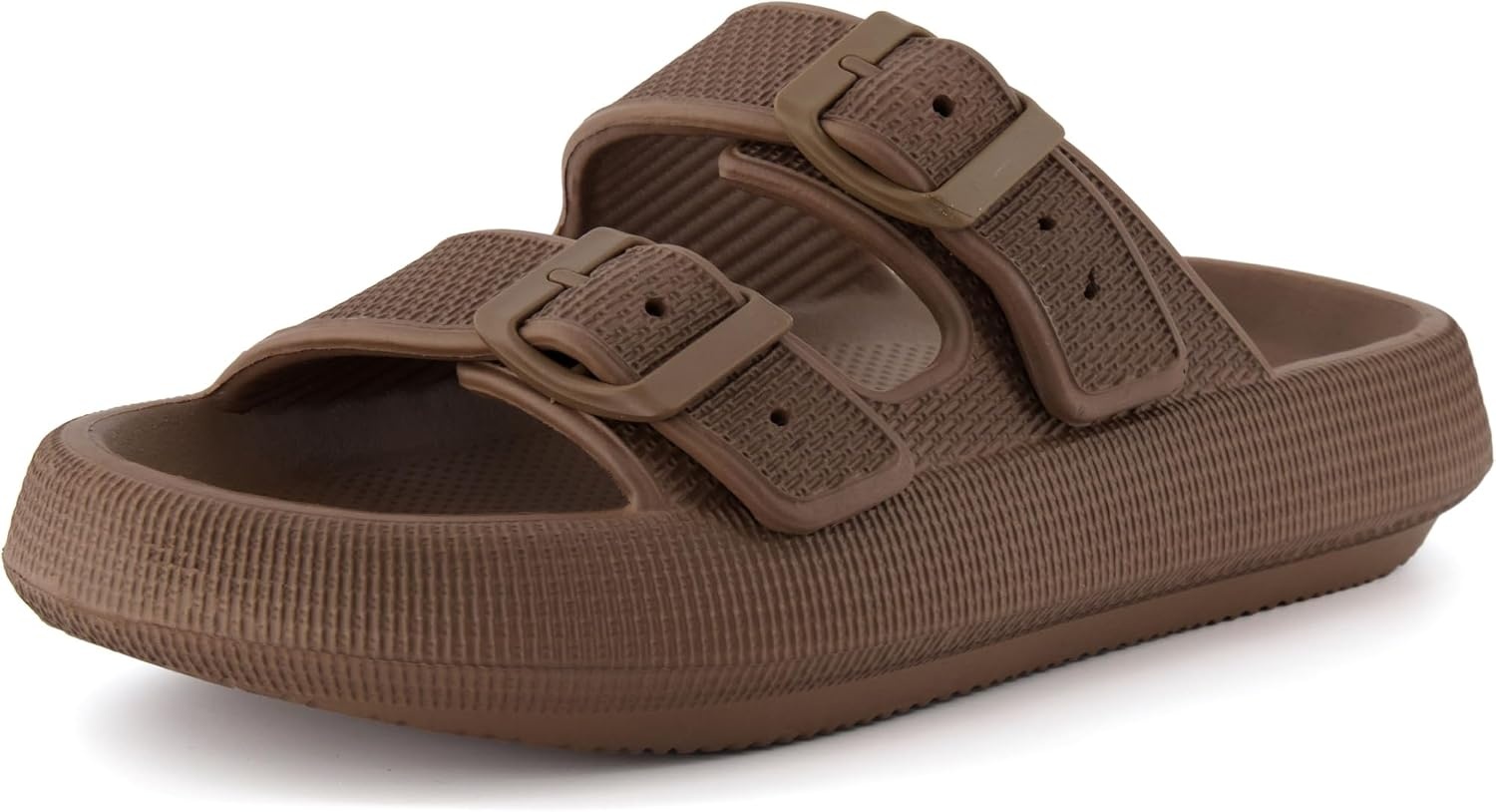 image:imageCUSHIONAIRE Fame Pillow Recovery Sandals for Women Adjustable Double Buckle Waterproof EVA Cloud Slides for WomenMocha