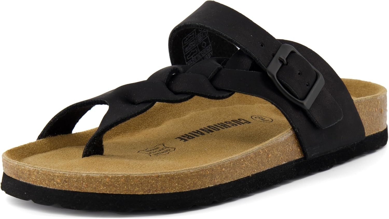 image:imageCUSHIONAIRE Libby Braided Summer Sandals for Women with Adjustable BuckleBlack