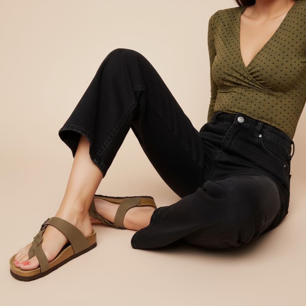 image:imageCUSHIONAIRE Libby Braided Summer Sandals for Women with Adjustable BuckleBrown