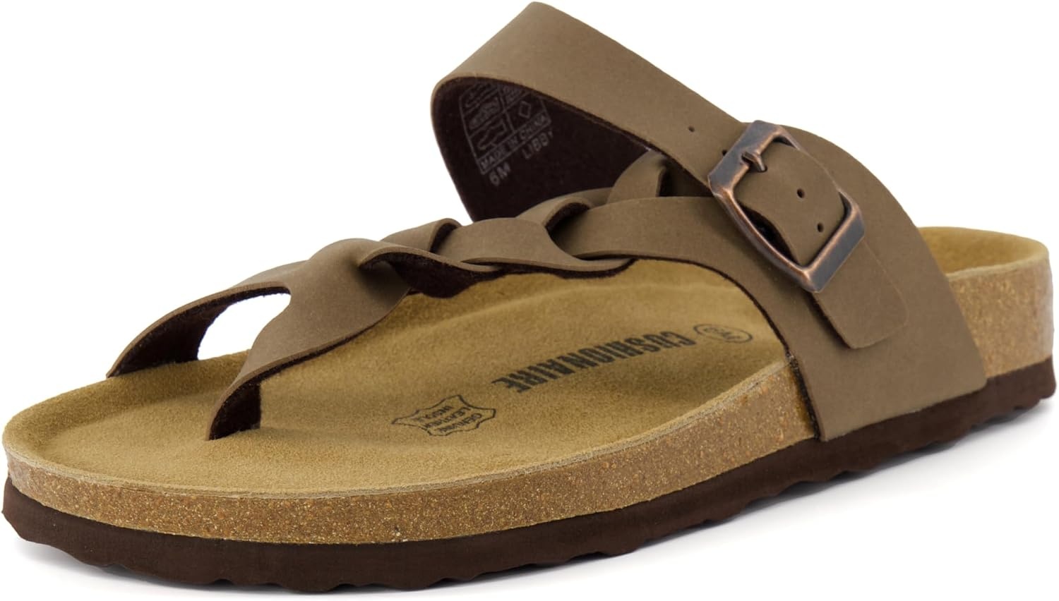 image:imageCUSHIONAIRE Libby Braided Summer Sandals for Women with Adjustable BuckleBrown