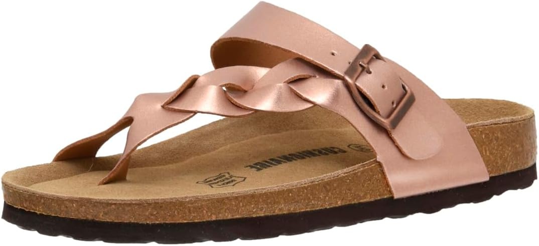 image:imageCUSHIONAIRE Libby Braided Summer Sandals for Women with Adjustable BuckleRose Gold