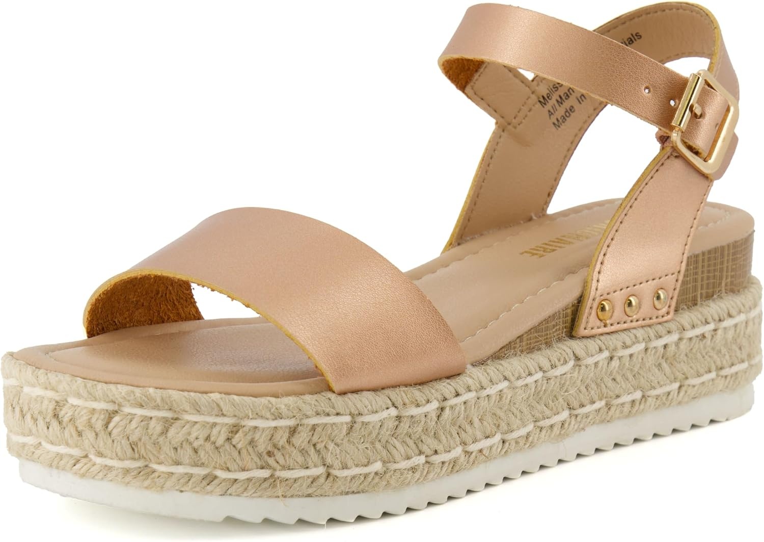 image:imageCUSHIONAIRE Melissa Espadrille Platform Sandals For Women with Adjustable Ankle Strap and Memory Foam InsoleComfortable Womens Sandals for SummerRose Gold