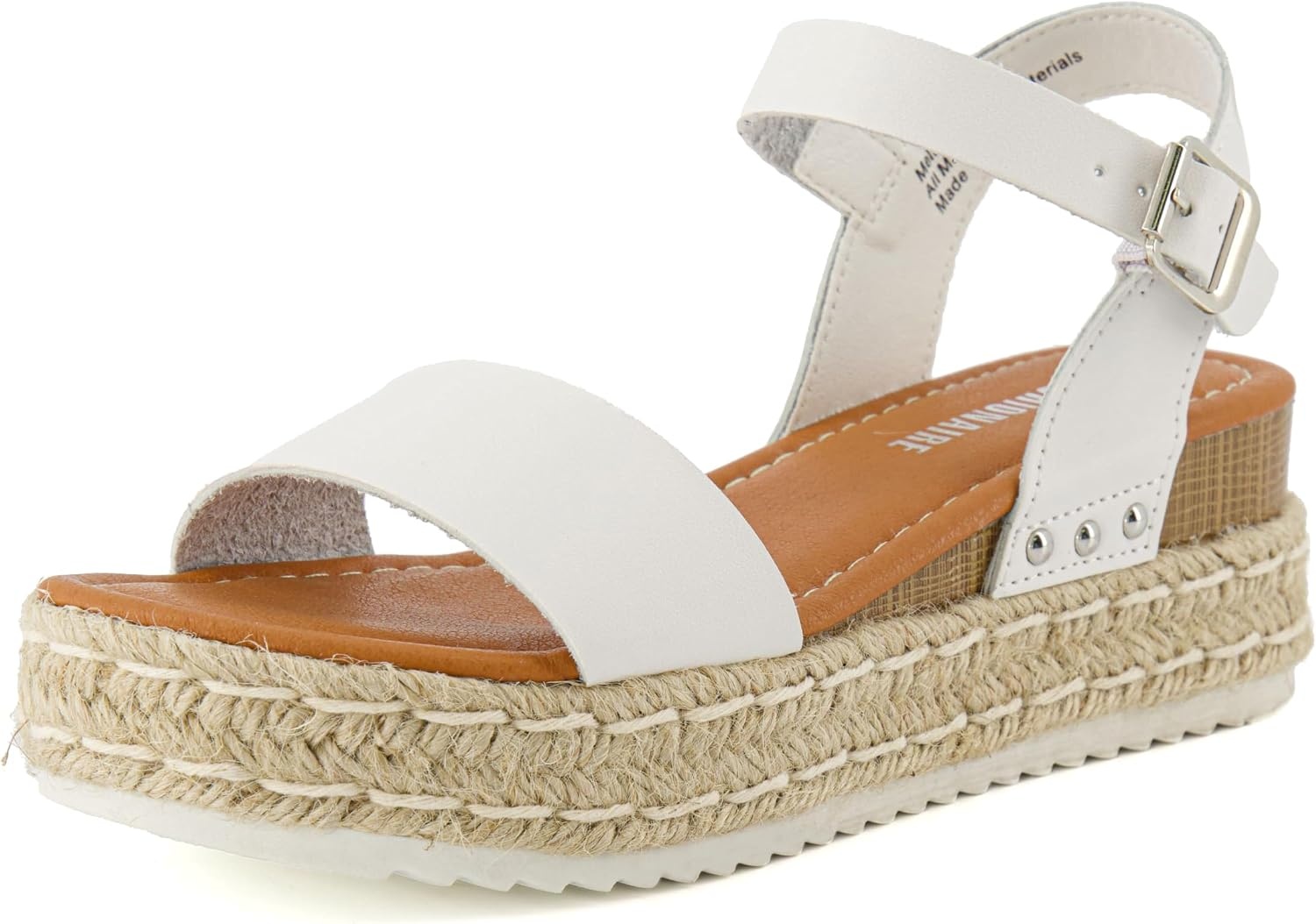 image:imageCUSHIONAIRE Melissa Espadrille Platform Sandals For Women with Adjustable Ankle Strap and Memory Foam InsoleComfortable Womens Sandals for SummerWhite