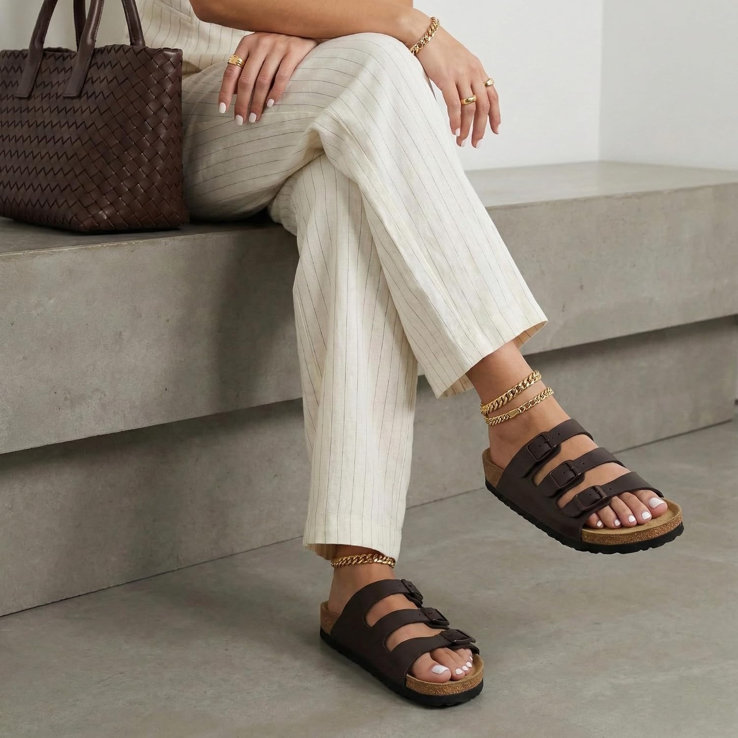image:imageCUSHIONAIRE Womens Lela Cork footbed Sandal with ComfortBrown Nappa