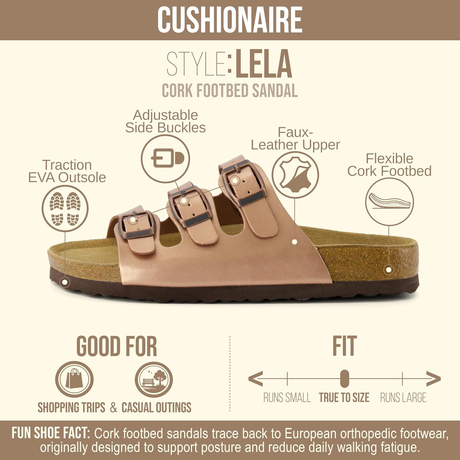 image:imageCUSHIONAIRE Womens Lela Cork footbed Sandal with ComfortGold