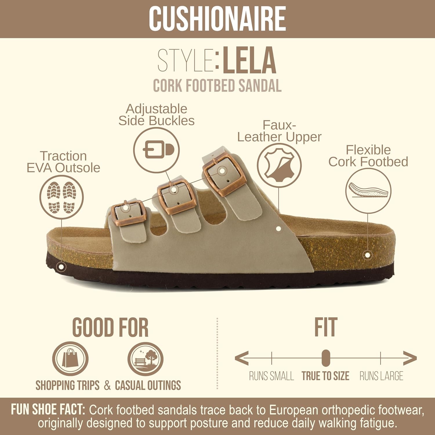 image:imageCUSHIONAIRE Womens Lela Cork footbed Sandal with ComfortStone