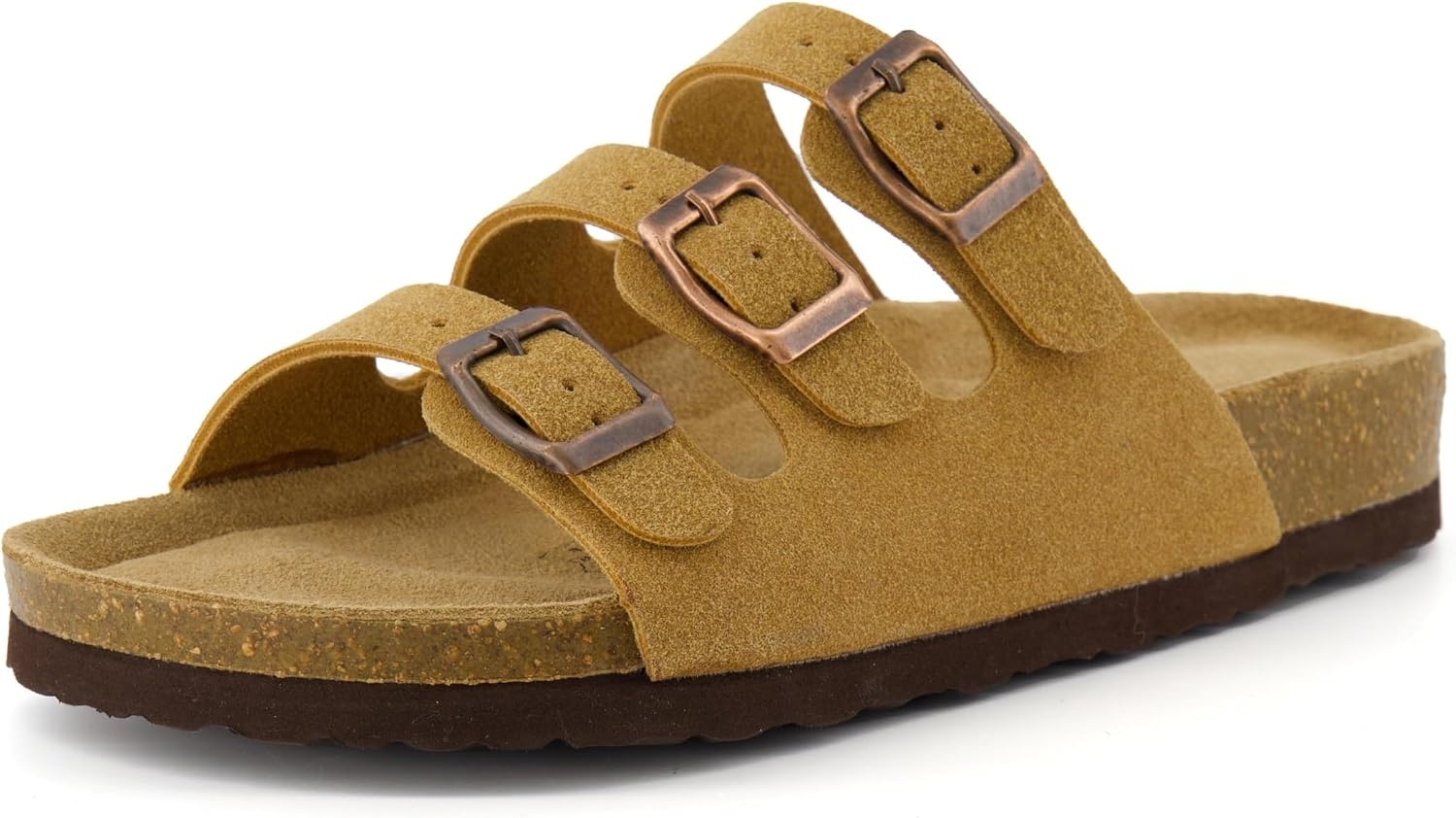 image:imageCUSHIONAIRE Womens Lela Cork footbed Sandal with ComfortTan Vegan Suede