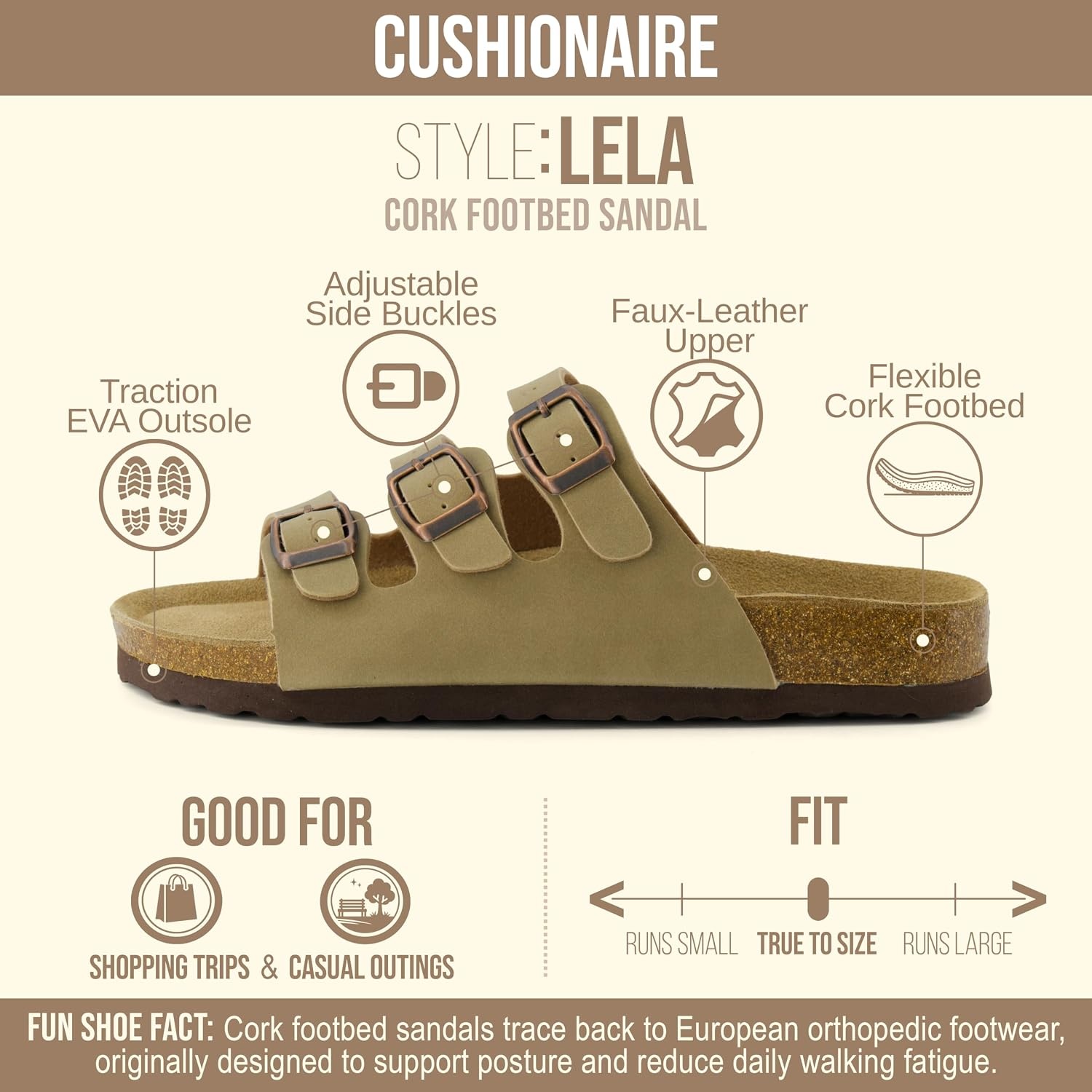 image:imageCUSHIONAIRE Womens Lela Cork footbed Sandal with ComfortTaupe