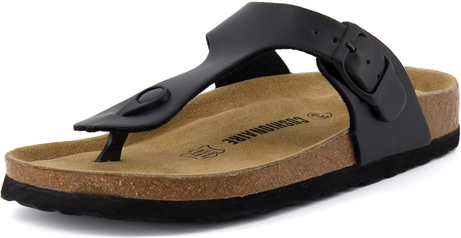 image:imageLeah Cork Footbed Thong SandalBlack Oily