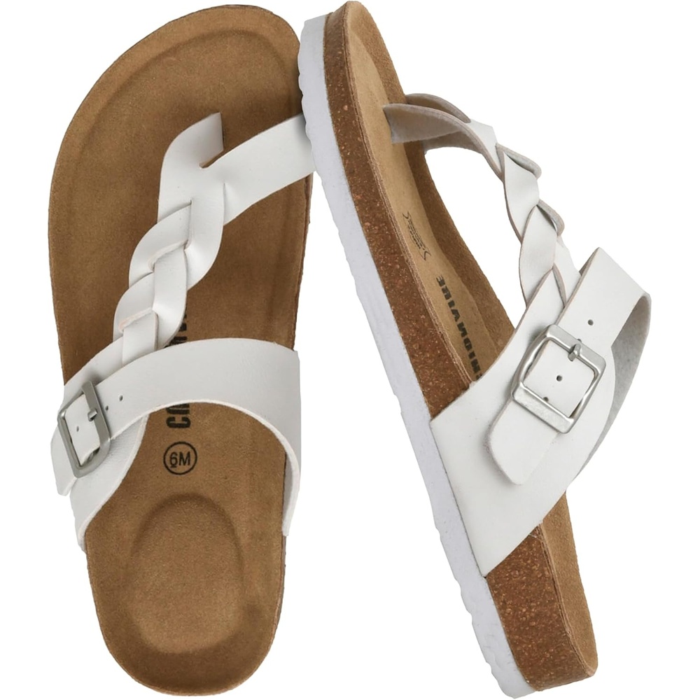 image:imageCUSHIONAIRE Libby Braided Summer Sandals for Women with Adjustable BuckleWhite