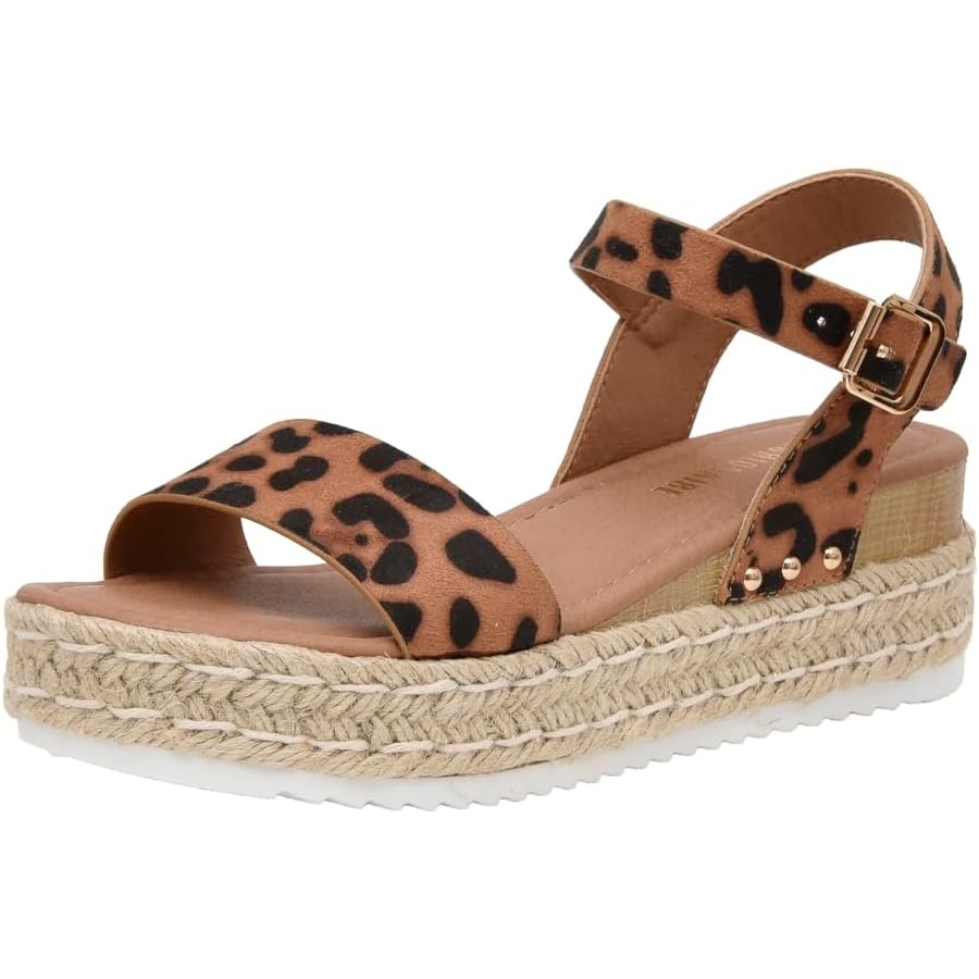 image:imageCUSHIONAIRE Melissa Espadrille Platform Sandals For Women with Adjustable Ankle Strap and Memory Foam InsoleComfortable Womens Sandals for SummerLeopard
