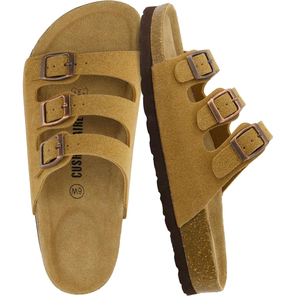 image:imageCUSHIONAIRE Womens Lela Cork footbed Sandal with ComfortTan Vegan Suede