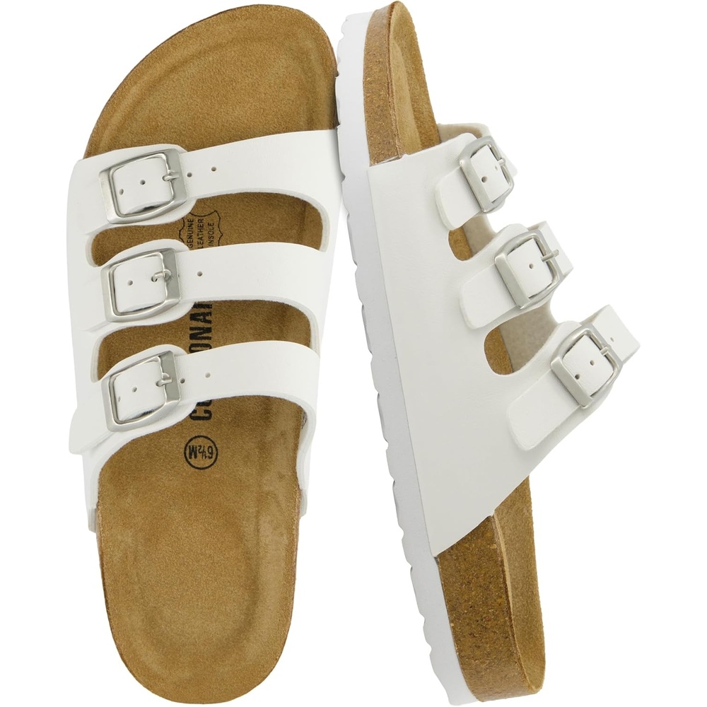 image:imageCUSHIONAIRE Womens Lela Cork footbed Sandal with ComfortWhite