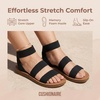 CUSHIONAIRE Indego Strappy Flat Sandals for Women with Elastic Upper, Arch Support and Memory Foam(Black)