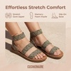 CUSHIONAIRE Indego Strappy Flat Sandals for Women with Elastic Upper, Arch Support and Memory Foam(Black Raffia Gore)