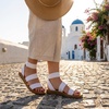 CUSHIONAIRE Indego Strappy Flat Sandals for Women with Elastic Upper, Arch Support and Memory Foam(White)