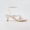 CUSHIONAIRE Women’s Kitten heel sandal +Memory Foam and Wide Widths Available(Ivory)