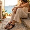 Leah Cork Footbed Thong Sandal(Brown Nappa)