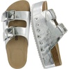 CUSHIONAIRE Guru Platform Sandals Women Footwear – Comfortable Genuine Leather Footbed Studded Chunky Slide Summer Sandals for Women(Silver)