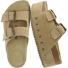 CUSHIONAIRE Guru Platform Sandals Women Footwear – Comfortable Genuine Leather Footbed Studded Chunky Slide Summer Sandals for Women(Suede Khaki)