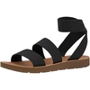 CUSHIONAIRE Indego Strappy Flat Sandals for Women with Elastic Upper, Arch Support and Memory Foam(Black)