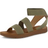 CUSHIONAIRE Indego Strappy Flat Sandals for Women with Elastic Upper, Arch Support and Memory Foam(Olive)
