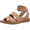 CUSHIONAIRE Indego Strappy Flat Sandals for Women with Elastic Upper, Arch Support and Memory Foam(Taupe)
