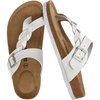CUSHIONAIRE Libby Braided Summer Sandals for Women with Adjustable Buckle(White)