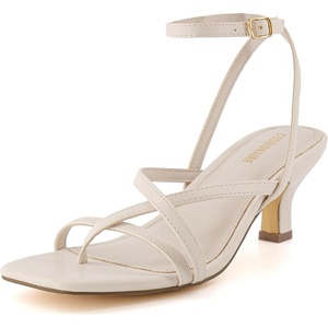 CUSHIONAIRE Women’s Kitten heel sandal +Memory Foam and Wide Widths Available(Ivory)